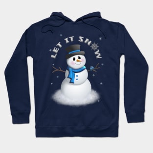 Let It Snow Snowman with Blue Birds Hoodie